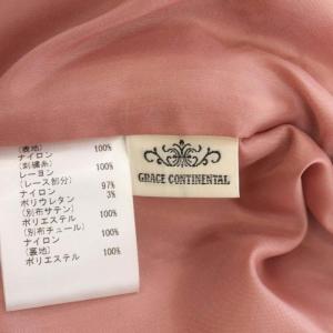 GRACE CONTINENTAL レース切替コード刺繍ワンピース ひざ丈 半袖 36 ピンク コーラルオレンジ