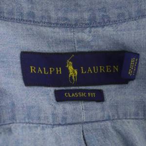 RALPH LAUREN ポニー刺繍 デニムシャツ シャンブレー 長袖 ステンカラー M ライトブルー