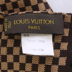 LOUIS VUITTON ストール ダミエ シルク フリンジ ブラウン