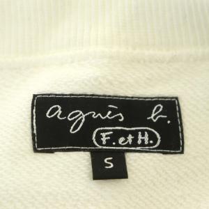 agnes b. F.etH. クルーネックプルオーバー スウェット トレーナー 長袖 コットン S 白 黒 ホワイト ブラック