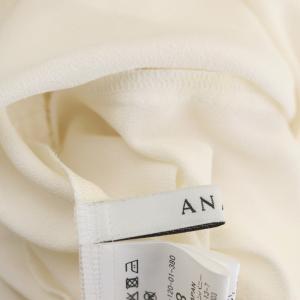 ANAYI 22SS ジョーゼットラッフルバイカラー ブラウス 前開き 長袖 38 オフホワイト 黒 ブラック
