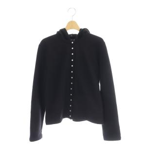 インプレッション フード付き カーディガン 長袖 スナップボタン 裏起毛  2 黒 ブラック