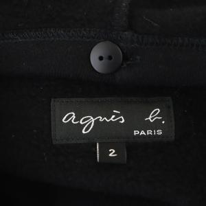 agnes b. インプレッション フード付き カーディガン 長袖 スナップボタン 裏起毛  2 黒 ブラック