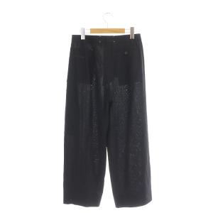 Maison Margiela 白タグ ウールポプリンワイドレッグトラウザー パンツ ストレート 38 黒 ブラック