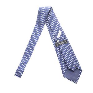 Salvatore Ferragamo ネクタイ レギュラータイ ペンギン柄 シルク 青 ブルー