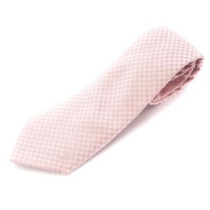 ダミエ ネクタイ レギュラータイ シルク ロゴ刺繍 ピンク