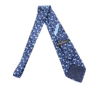 Salvatore Ferragamo シルクネクタイ レギュラータイ ラビット柄 総柄 紺 ネイビー