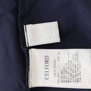 CELFORD ボウタイレースワンピース ロング ミモレ丈 長袖 36 紺 ネイビー