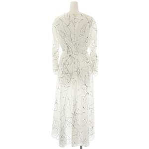 CELFORD 21SS ラインフラワープリントワンピース ロング 長袖 36 白 黒 ホワイト ブラック