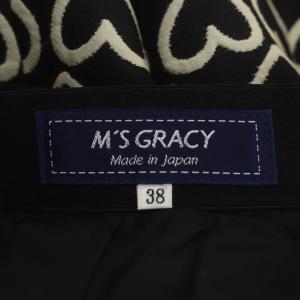 M'S GRACY ハート ジャガード フレアスカート 膝丈 38 黒 ベージュ