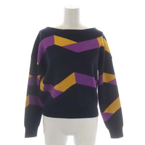 Diagram GRACE CONTINENTAL セットアップ 上下 キカラインニットトップ セーター 長袖 フレアスカート ロング 36 紺 紫 黄