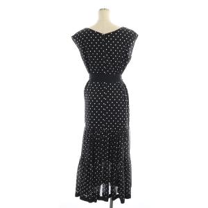 Diagram GRACE CONTINENTAL 21SS ドットベルトワンピース ロング マキシ丈 ノースリーブ ウエストリボン付き 36 黒 白 ブラック ホワイト