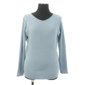 シルクポリエステルリブ 2-wayプルオーバー カットソー ニット 長袖 S 水色 ライトブルー