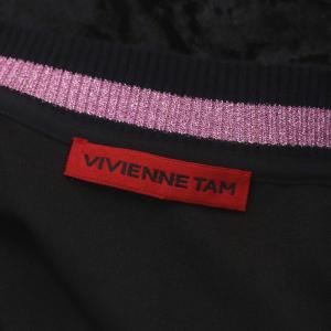 VIVIENNE TAM ベロア 刺繍 スカジャン ブルゾン ジップアップ ラメ 40 黒 ピンク アイボリー