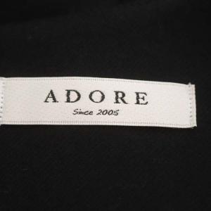 ADORE ツイードジャンパースカート ワンピース ひざ丈 ノースリーブ 切替 38 黒 白 ライトベージュ