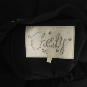 Chesty ビジューパールワンピース ロング 長袖 フリルカラー 0 黒 ブラック