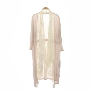 GRACE CONTINENTAL レース×ニットショールカラーカーディガン ロング 長袖 36 ピンク 白 ホワイト