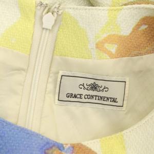 GRACE CONTINENTAL 花柄 ノースリーブ ワンピース 膝丈 36 黄 青 茶