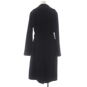 EPOCA ウールダブルコート アウター ロング リボンベルト付き 38 黒 ブラック