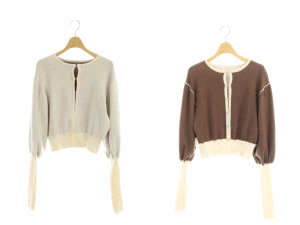 22AW UND REVERSIBLE KNIT CARDIGAN カーディガン 長袖 バルーンスリーブ ウール ライトベージュ
