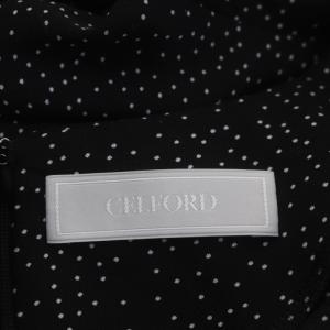 CELFORD 21AW リバイバルドットワンピース ロング マキシ丈 五分袖 インナー付き 38 黒 白 ブラック ホワイト