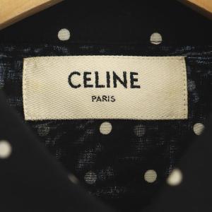 CELINE by Hedi Slimane ドットプリント シャツ 長袖 37 ブラック ホワイト