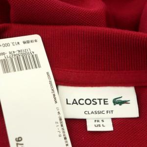 LACOSTE 鹿の子ポロシャツ カットソー 半袖 ワッペン コットン 5 L 赤 レッド