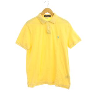 ポロシャツ カットソー 半袖 ロゴ刺繍 コットン LG 黄色 イエロー