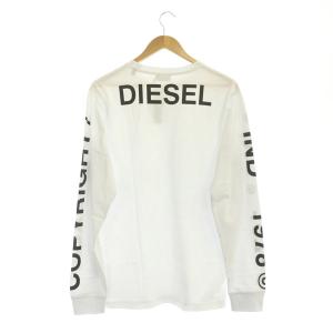 DIESEL T-JUSTロゴプリントカットソー Tシャツ 長袖 クルーネック L 白 ホワイト