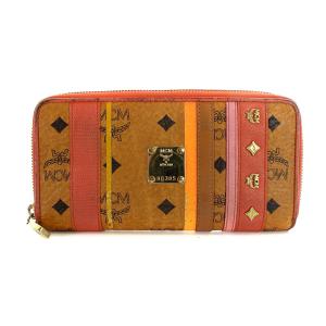 MCM 長財布 ラウンドファスナー ヴィセトス柄 レザー 茶 ブラウン SH