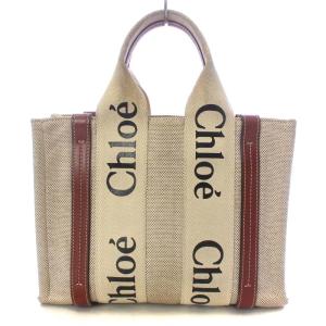 Chloe WOODY SMALL TOTE ハンドバッグ キャンバス ベージュ
