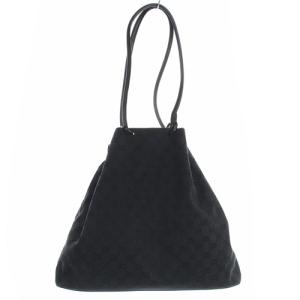 GUCCI GGキャンバス 巾着バッグ ハンドバッグ 黒 ブラック 90640