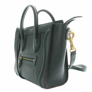 CELINE 168243 ラゲージ  ナノショッパー ハンドバッグ 2way レザー 緑 グリーン