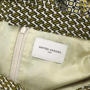 UNITED ARROWS UWSC マルチプリント ラップ調 スカート ロング 40 黄 黒 白