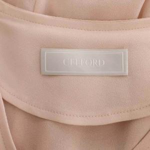 CELFORD 21AW  シフォンVネックワンピース ロング 長袖 シアー インナー付き 36 ピンク
