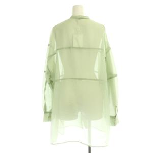 CLANE 20SS SWITCH SHEER SHIRT シアー シャツ ブラウス 長袖 前開き スリット 1 緑 グリーン 10108-3032