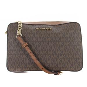 MK レザー チェーン ショルダーバッグ ロゴ 茶色 ブラウン