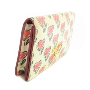PRADA カードケース 名刺入れ ロゴ アイボリー 赤 レッド