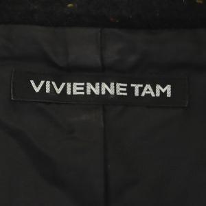 VIVIENNE TAM スタンドカラー ツイード ジャケット 花柄刺繍 ウール フリンジ 1 黒 ブラック