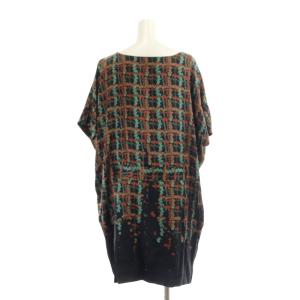 MIHARA YASUHIRO 小花柄シルクワンピース ミニ フレンチスリーブ 黒 ブラック