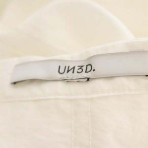 UN3D. 22AW メッシュブロックシアーシャツ 切替 ロング 半袖 F 白 ホワイト