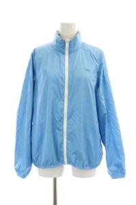 LACOSTE リバーシブルナイロンジャケット ジップアップ フード ロゴ 花柄 42 ライトブルー マルチカラー