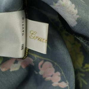 Grace Class 21AW ツイルボタニカルワンピース フレンチスリーブ ロング 花柄 リボンベルト付き 36 黒 マルチカラー ブラック