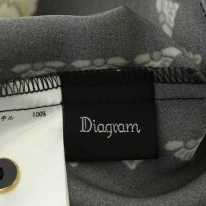Diagram GRACE CONTINENTAL ラインプリントワンピース ロング 長袖 花柄 総柄 前開き 36 黒 マルチカラー ブラック