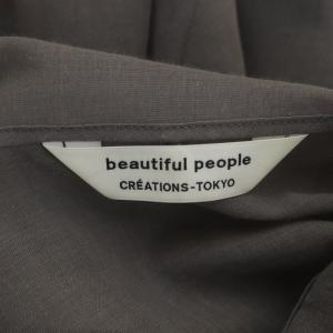 beautiful people スタンドネック シアーブラウス 長袖 34 グレー
