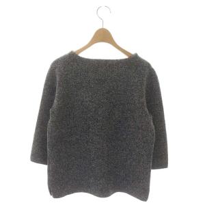 MADISONBLUE HEATHER KNIT BOAT NECK PO ニット セーター 七分袖 00 黒 白 ブラック ホワイト