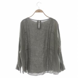 23区 22SS LIBECO スリーブコンシャス ブラウス リネン プルオーバー 長袖 38 カーキ