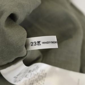 23区 22SS LIBECO スリーブコンシャス ブラウス リネン プルオーバー 長袖 38 カーキ