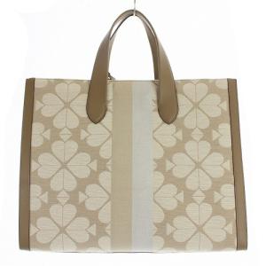 kate spade new york フラワーモノグラム マンハッタン シェニール ラージ トートバッグ べージュ