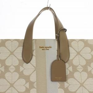 kate spade new york フラワーモノグラム マンハッタン シェニール ラージ トートバッグ べージュ